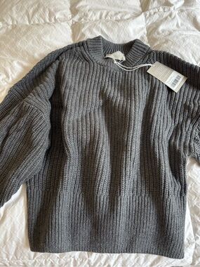 Everlane Gray Texture Cotton Crew Sweater